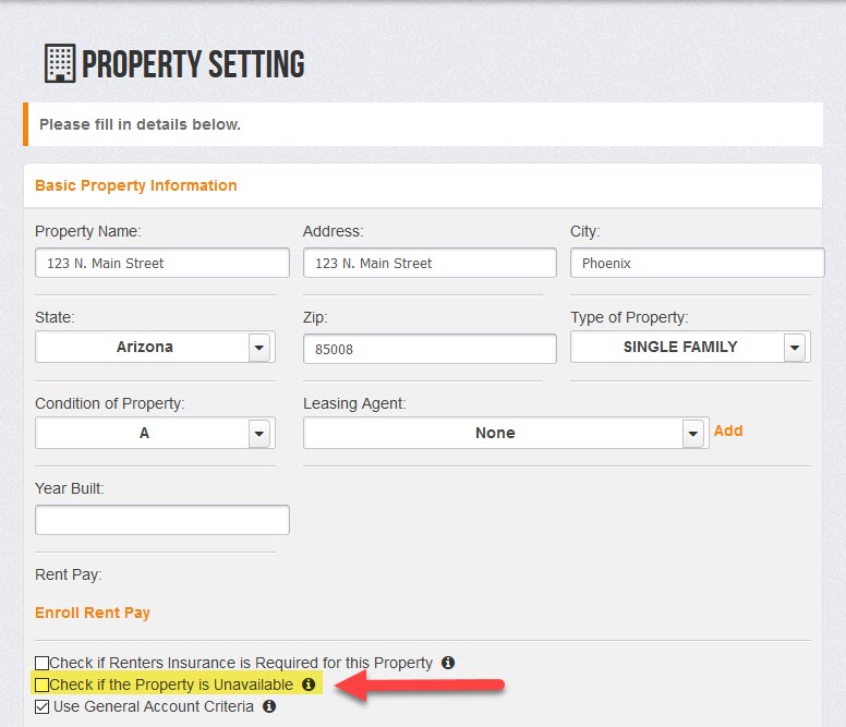 Property Availability SettingsRent PerfectKnowledgebase